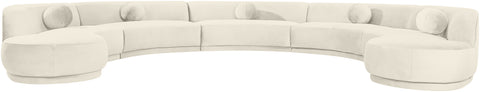 Juniper 192" Cream Velvet Performance Fabric Upholstered Sectional