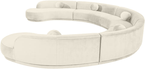 Juniper 192" Cream Velvet Performance Fabric Upholstered Sectional