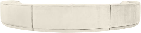 Juniper 192" Cream Velvet Performance Fabric Upholstered Sectional