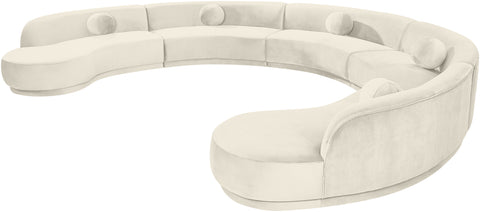 Juniper 192" Cream Velvet Performance Fabric Upholstered Sectional