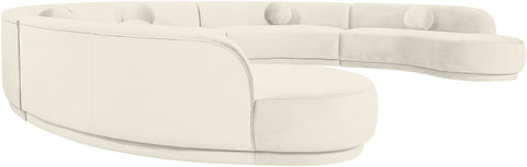 Juniper 192" Cream Velvet Performance Fabric Upholstered Sectional