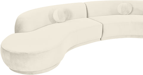 Juniper 192" Cream Velvet Performance Fabric Upholstered Sectional