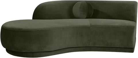 Juniper 86" Green Velvet Performance Fabric Upholstered Left Sofa, 1 Piece