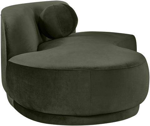 Juniper 86" Green Velvet Performance Fabric Upholstered Left Sofa, 1 Piece
