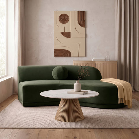 Juniper 86" Green Velvet Performance Fabric Upholstered Right Sofa, 1 Piece