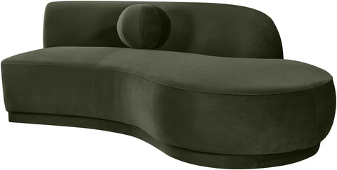 Juniper 86" Green Velvet Performance Fabric Upholstered Right Sofa, 1 Piece
