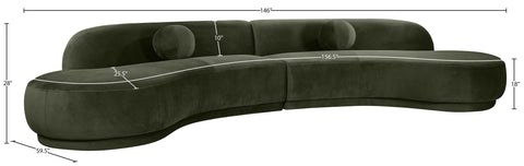 Juniper 146" Green Velvet Performance Fabric Upholstered Sectional