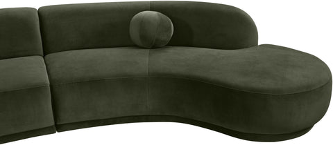 Juniper 146" Green Velvet Performance Fabric Upholstered Sectional
