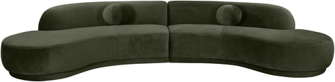 Juniper 146" Green Velvet Performance Fabric Upholstered Sectional