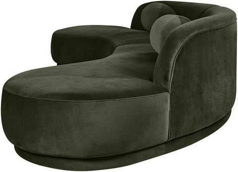 Juniper 146" Green Velvet Performance Fabric Upholstered Sectional
