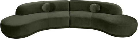 Juniper 146" Green Velvet Performance Fabric Upholstered Sectional
