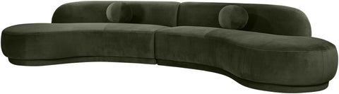 Juniper 146" Green Velvet Performance Fabric Upholstered Sectional