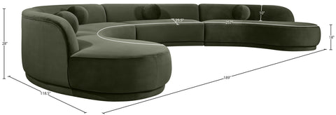 Juniper 189" Green Velvet Performance Fabric Upholstered Sectional