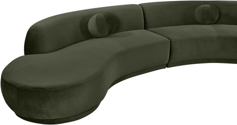 Juniper 189" Green Velvet Performance Fabric Upholstered Sectional