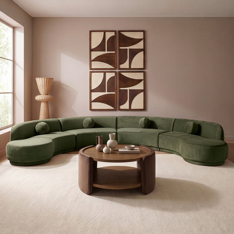 Juniper 189" Green Velvet Performance Fabric Upholstered Sectional