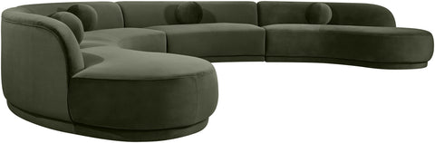 Juniper 189" Green Velvet Performance Fabric Upholstered Sectional