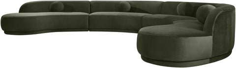 Juniper 189" Green Velvet Performance Fabric Upholstered Sectional