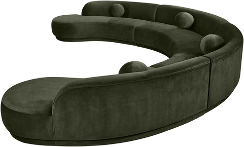 Juniper 189" Green Velvet Performance Fabric Upholstered Sectional