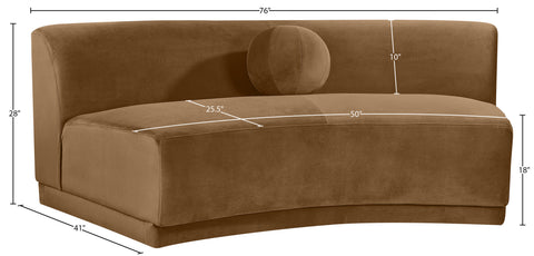 Juniper Saddle Velvet Performance Fabric Upholstered Armless Sofa, 1 Piece