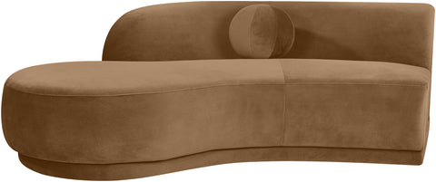 Juniper 86" Saddle Velvet Performance Fabric Upholstered Left Sofa, 1 Piece