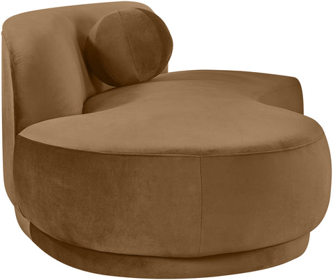 Juniper 86" Saddle Velvet Performance Fabric Upholstered Left Sofa, 1 Piece