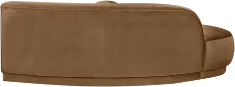 Juniper 86" Saddle Velvet Performance Fabric Upholstered Left Sofa, 1 Piece