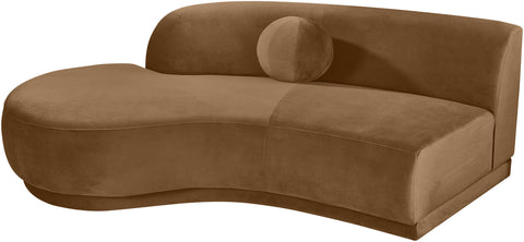 Juniper 86" Saddle Velvet Performance Fabric Upholstered Left Sofa, 1 Piece