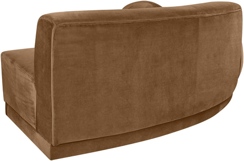 Juniper 86" Saddle Velvet Performance Fabric Upholstered Left Sofa, 1 Piece