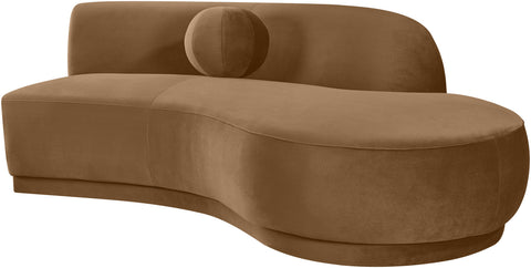 Juniper 86" Saddle Velvet Performance Fabric Upholstered Right Sofa, 1 Piece