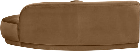 Juniper 86" Saddle Velvet Performance Fabric Upholstered Right Sofa, 1 Piece
