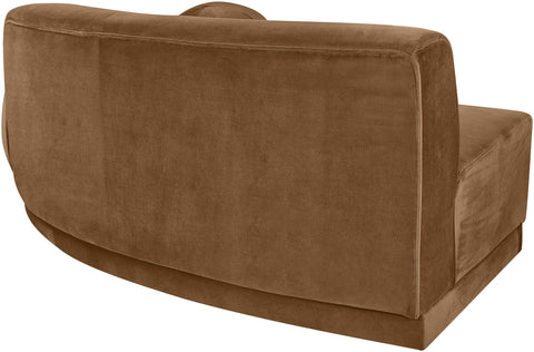 Juniper 86" Saddle Velvet Performance Fabric Upholstered Right Sofa, 1 Piece