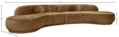 Juniper 146" Saddle Velvet Performance Fabric Upholstered Sectional