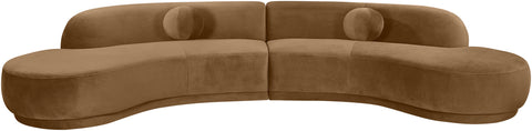 Juniper 146" Saddle Velvet Performance Fabric Upholstered Sectional