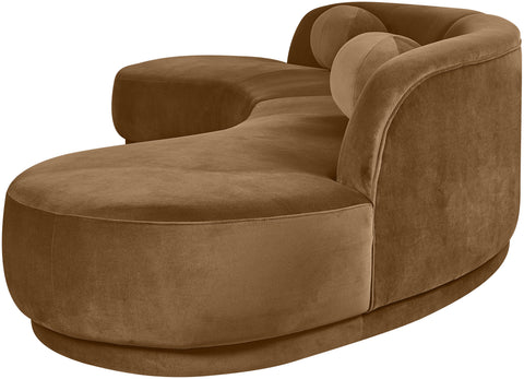 Juniper 146" Saddle Velvet Performance Fabric Upholstered Sectional