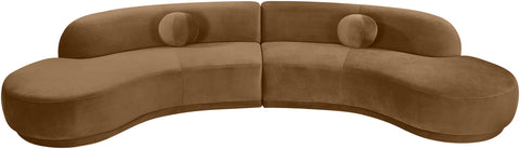 Juniper 146" Saddle Velvet Performance Fabric Upholstered Sectional