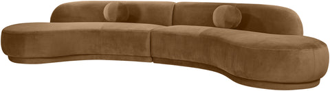 Juniper 146" Saddle Velvet Performance Fabric Upholstered Sectional