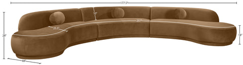 Juniper 177.5" Saddle Velvet Performance Fabric Upholstered Sectional