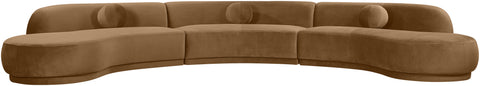 Juniper 177.5" Saddle Velvet Performance Fabric Upholstered Sectional
