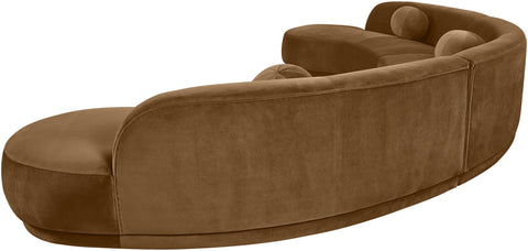 Juniper 177.5" Saddle Velvet Performance Fabric Upholstered Sectional