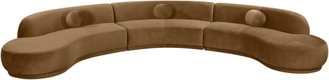 Juniper 177.5" Saddle Velvet Performance Fabric Upholstered Sectional