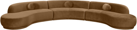 Juniper 177.5" Saddle Velvet Performance Fabric Upholstered Sectional