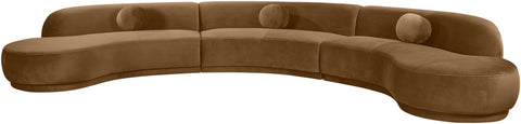 Juniper 177.5" Saddle Velvet Performance Fabric Upholstered Sectional