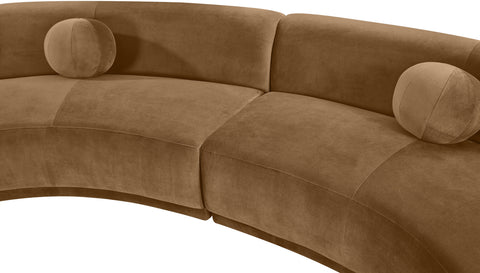 Juniper 177.5" Saddle Velvet Performance Fabric Upholstered Sectional