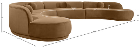 Juniper 189" Saddle Velvet Performance Fabric Upholstered Sectional