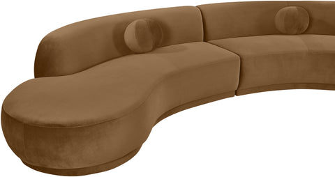 Juniper 189" Saddle Velvet Performance Fabric Upholstered Sectional