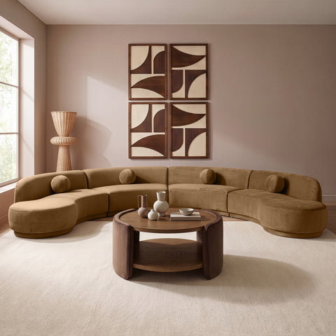 Juniper 189" Saddle Velvet Performance Fabric Upholstered Sectional