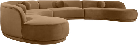 Juniper 189" Saddle Velvet Performance Fabric Upholstered Sectional