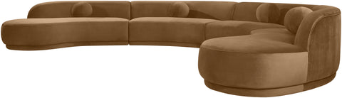 Juniper 189" Saddle Velvet Performance Fabric Upholstered Sectional