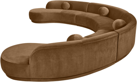 Juniper 189" Saddle Velvet Performance Fabric Upholstered Sectional