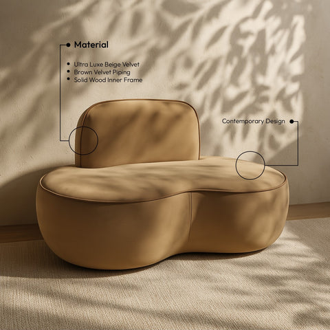 Marlow Beige Velvet Upholstered Chair, 1 Piece
